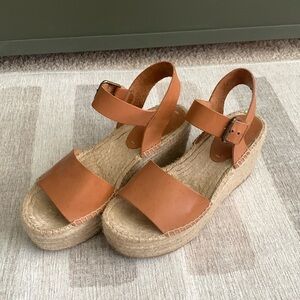 Soludos High Platform Nude Leather Espadrilles 8